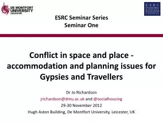 ESRC Seminar Series Seminar One