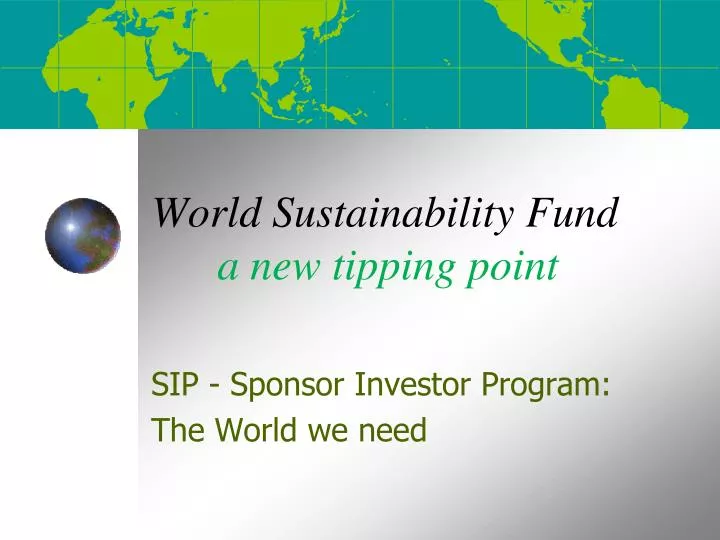 world sustainability fund a new tipping point