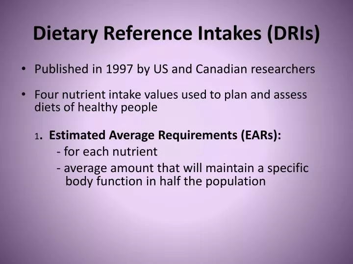 dietary reference intakes dris