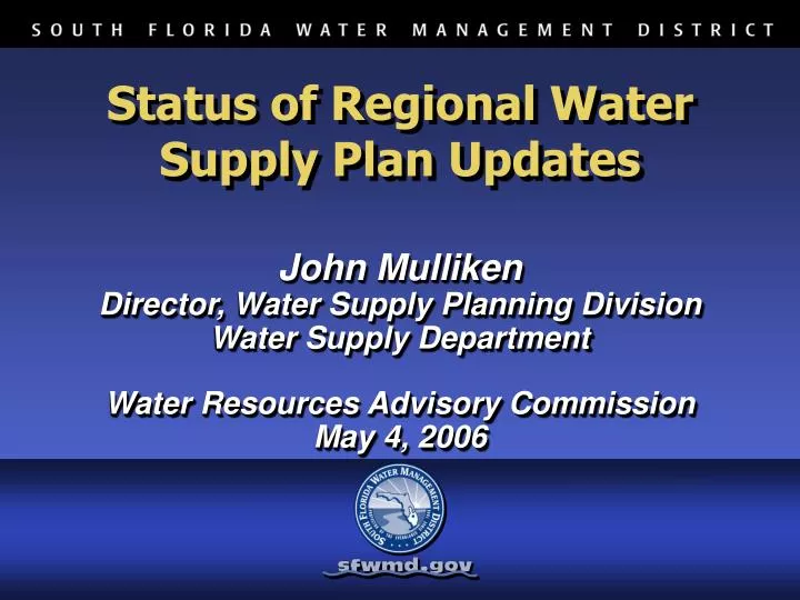status of regional water supply plan updates