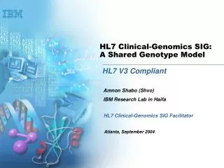 HL7 Clinical-Genomics SIG: A Shared Genotype Model