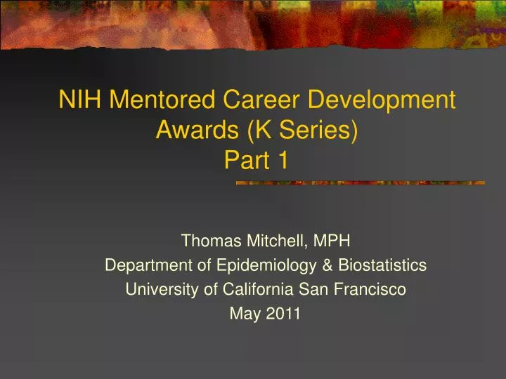 nih mentored career development awards k series part 1