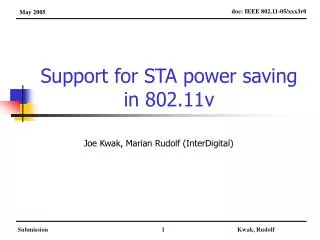 Support for STA power saving in 802.11v