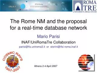 The Rome NM and the proposal for a real-time database network