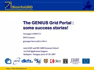 The GENIUS Grid Portal : some success stories!