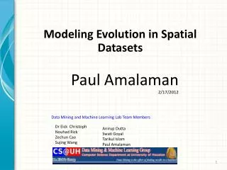 Modeling Evolution in Spatial Datasets