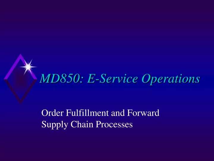 md850 e service operations
