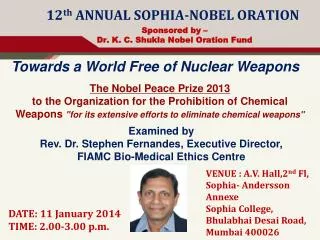 12 th ANNUAL SOPHIA-NOBEL ORATION