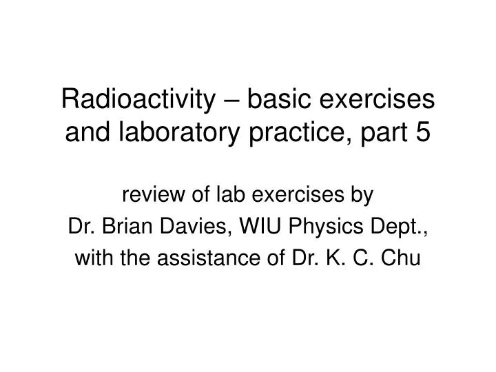 radioactivity basic exercises and laboratory practice part 5