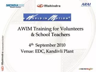 AWIM Training for Volunteers &amp; School Teachers