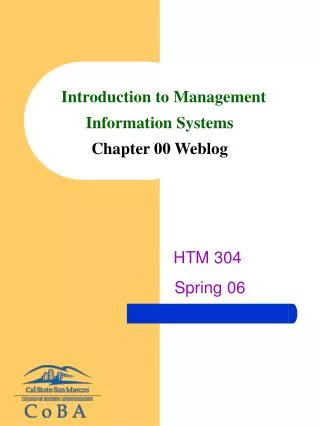Introduction to Management Information Systems Chapter 00 Weblog
