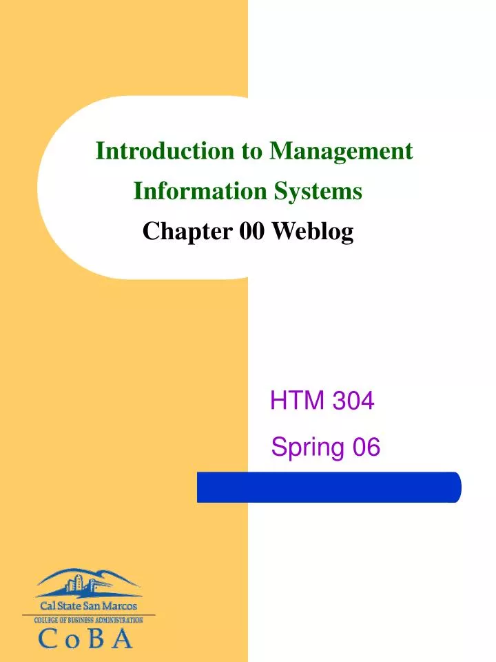 introduction to management information systems chapter 00 weblog