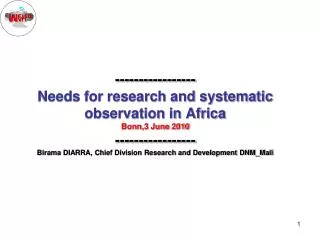 1-Gaps for research and systematic observation