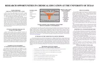 RESEARCH OPPORTUNITIES IN CHEMICAL EDUCATION AT THE UNIVERSITY OF TEXAS