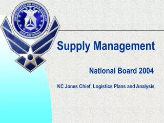 Supply Management National Board 2004 KC Jones Chief, Logistics Plans and Analysis
