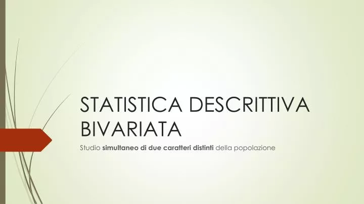 statistica descrittiva bivariata