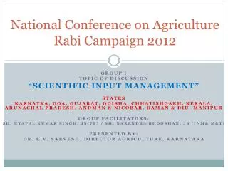 National Conference on Agriculture Rabi Campaign 2012