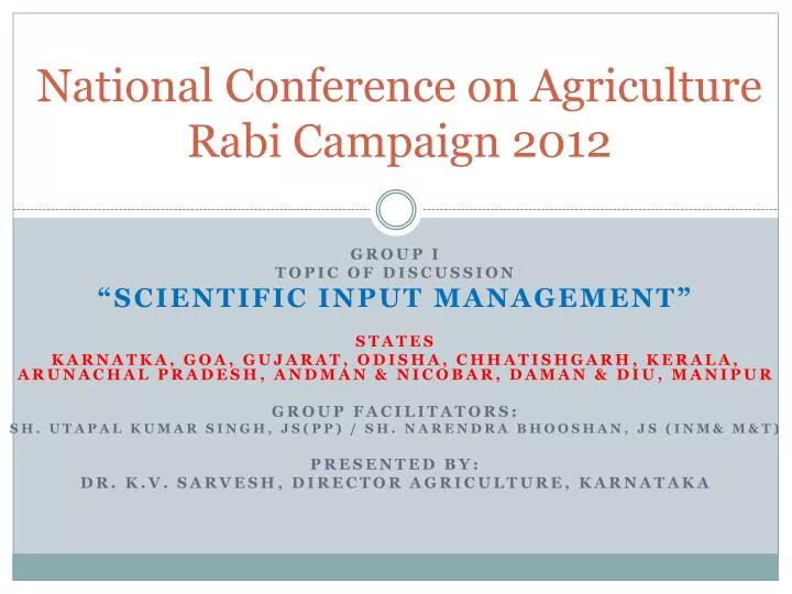 national conference on agriculture rabi campaign 2012