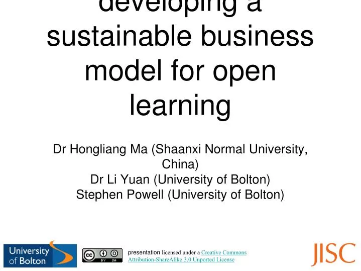 developing a sustainable business model for open learning
