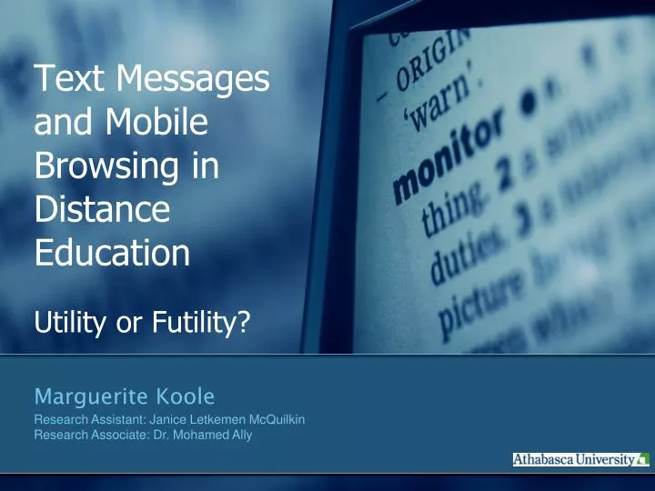 text messages and mobile browsing in distance education