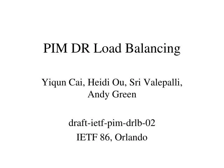 pim dr load balancing
