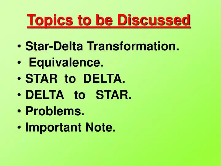 topics to be discussed