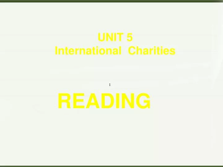 unit 5 international charities