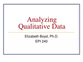 Analyzing Qualitative Data