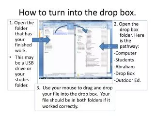 How to turn into the drop box.
