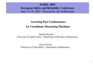 ESREL 2003 European Safety and Reliability Conference