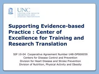 Supporting Evidence-based Practice : Center of Excellence for Training and Research Translation