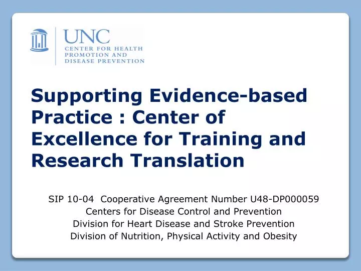 supporting evidence based practice center of excellence for training and research translation