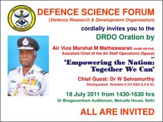 DEFENCE SCIENCE FORUM ( Defence Research &amp; Development Organisation )