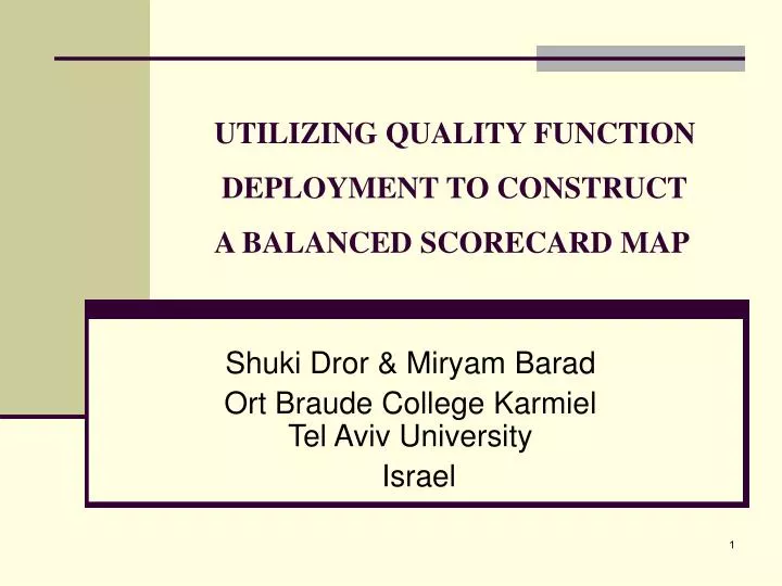 utilizing quality function deployment to construct a balanced scorecard map