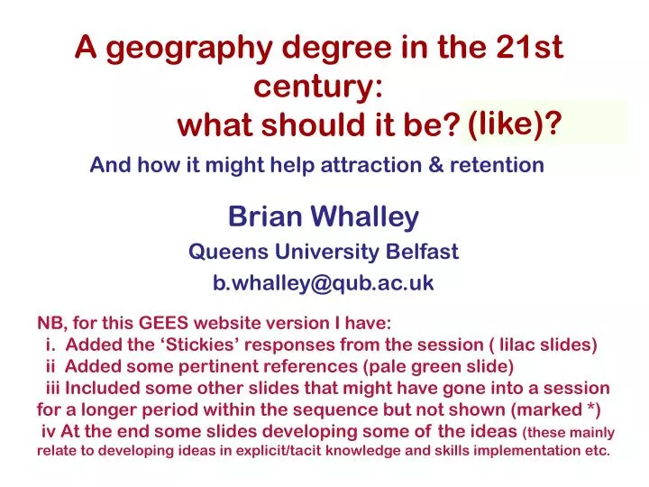 a geography degree in the 21st century what should it be