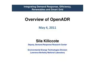 Overview of OpenADR May 4, 2011