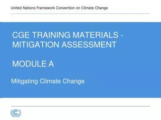 CGE Training materials - Mitigation Assessment Module A