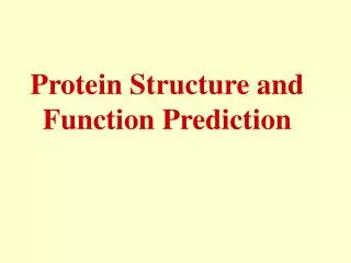 protein structure and function prediction