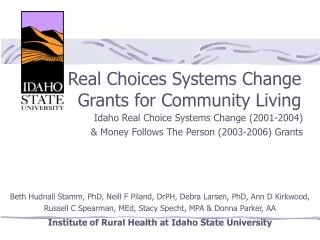 Real Choices Systems Change Grants for Community Living