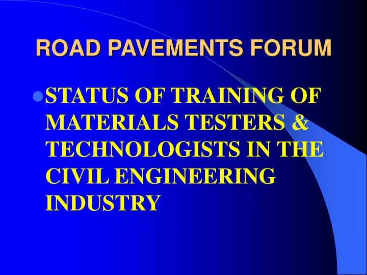 road pavements forum