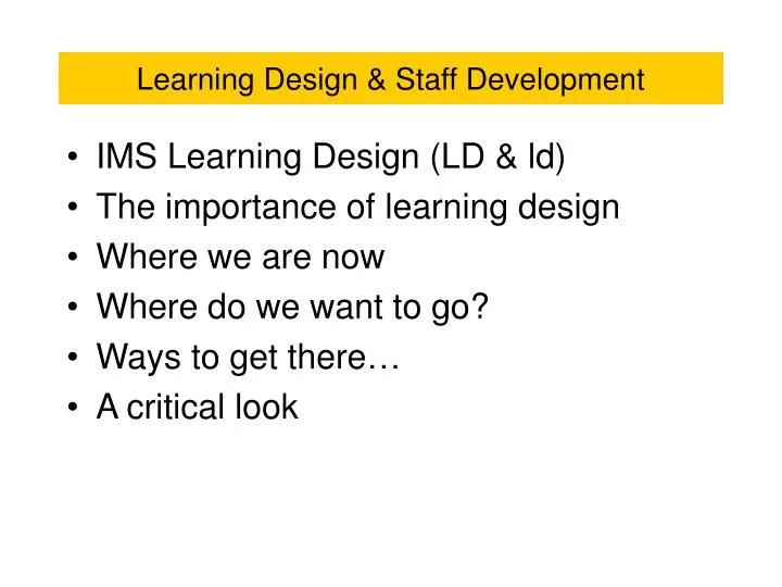 learning design staff development