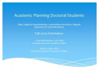 Academic Planning Doctoral Students