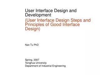 User Interface Design and Development