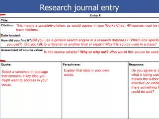 Research journal entry