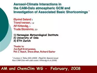 AM and ChemClim WG - February, 2008
