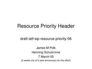 Resource Priority Header