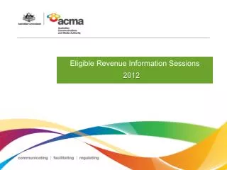 Eligible Revenue Information Sessions
