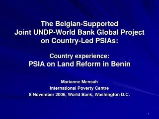 Marianne Mensah International Poverty Centre 8 November 2006, World Bank, Washington D.C.