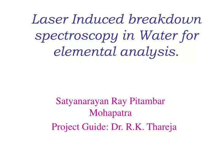 laser induced breakdown spectroscopy in water for elemental analysis