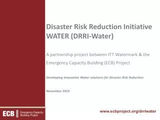 Disaster Risk Reduction Initiative WATER (DRRI-Water)